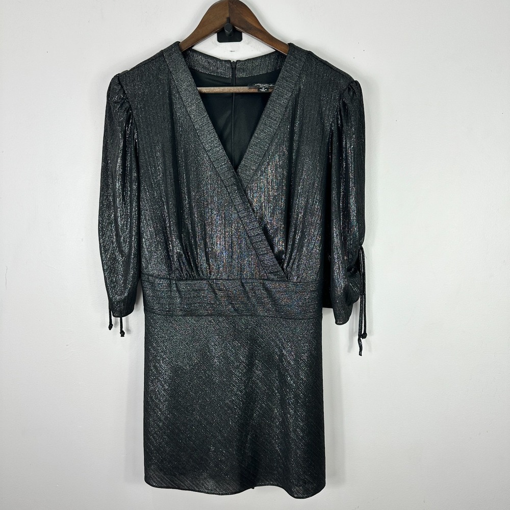 R&M Richards Mini Dress Women 16 Black Metallic Cocktail Party Glam 90s Vintage‎